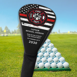 Thin Red Line Maltese Cross Firefighter Retirement Golf Head Cover