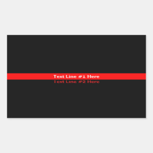 Thin Red Line Memorial Symbolic with text on Rectangular Sticker