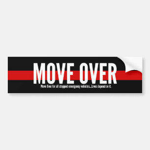 Thin Red Line Move Over Bumper Sticker