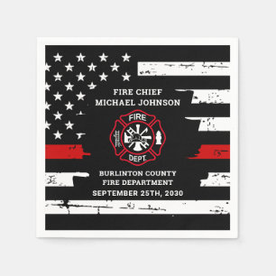 Thin Red Line Personalised Firefighter Retirement Napkin