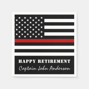 Thin Red Line Personalised Firefighter Retirement Napkin