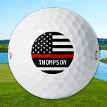 Thin Red Line Personalised Name Firefighter Golf Balls<br><div class="desc">Thin Red Line Firefighter Golf Balls - USA American flag design in Firefighter Flag colours, modern black red design . This personalised firefighter golf balls are perfect firefighter gifts, fireman retirement gifts. . Personalise these firefighter thin red line golf balls with firefighters name. COPYRIGHT © 2020 Judy Burrows, Black Dog...</div>