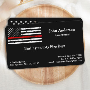 Thin Red Line Premium Fire Department Firefighter Business Card