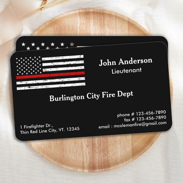Thin Red Line Premium Fire Department Firefighter Business Card (Creator Uploaded)