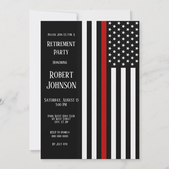 Thin Red Line Retirement Invitation (Front)