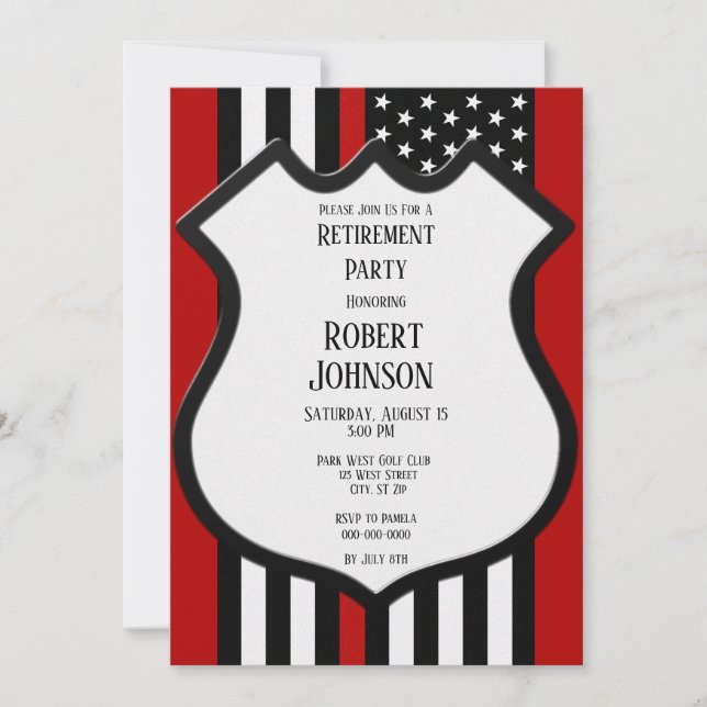 Thin Red Line Retirement Invitation (Front)