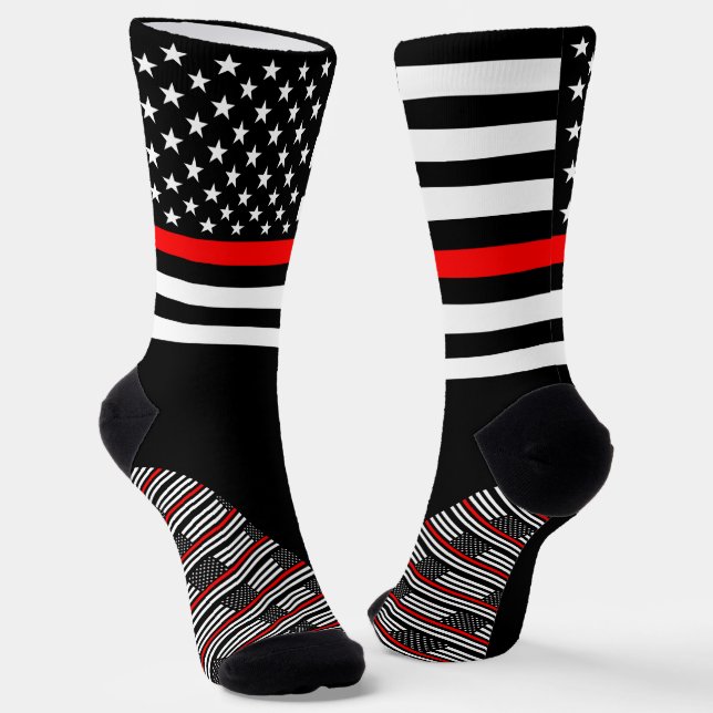 Thin Red Line Socks, American flag colours, Firema Socks (Angled)