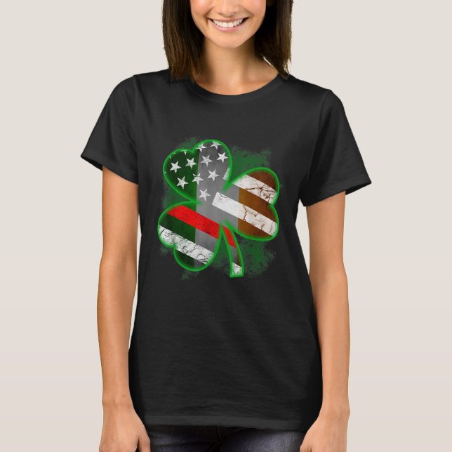 Thin Red Line St Patricks Day Honouring Firefighte T-Shirt (Front)