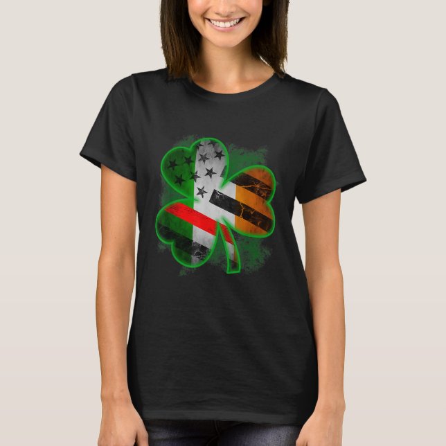Thin Red Line St Patricks Day Irish Clover T-Shirt (Front)