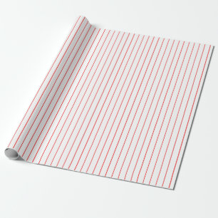Thin Red Line Stripe on White or Pick Colour Wrapping Paper