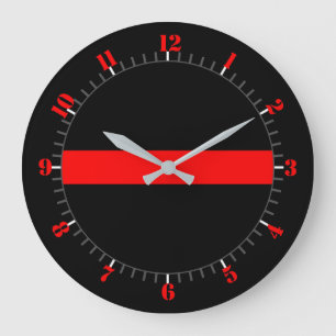 Thin Red Line Symbolic Memorial on a Large Clock
