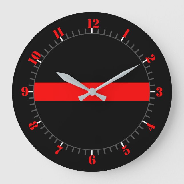 Thin Red Line Symbolic Memorial on a Large Clock (Front)