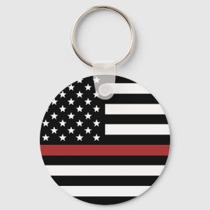 Thin Red Line USA Flag Firefighter Fire Department Key Ring