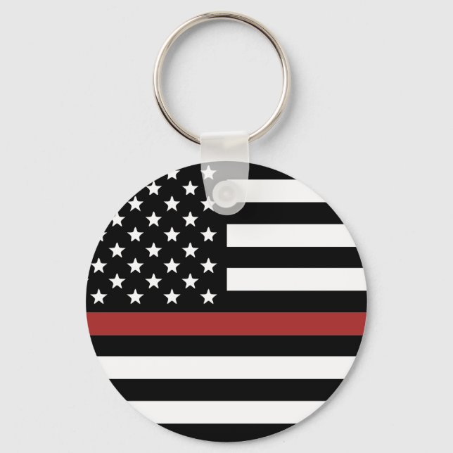Thin Red Line USA Flag Firefighter Fire Department Key Ring (Front)