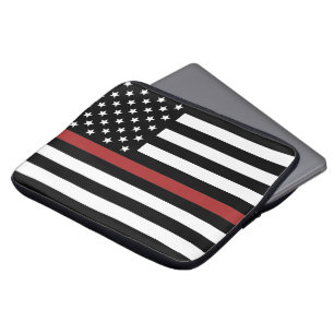 Thin Red Line USA Flag Firefighter Fire Department Laptop Sleeve