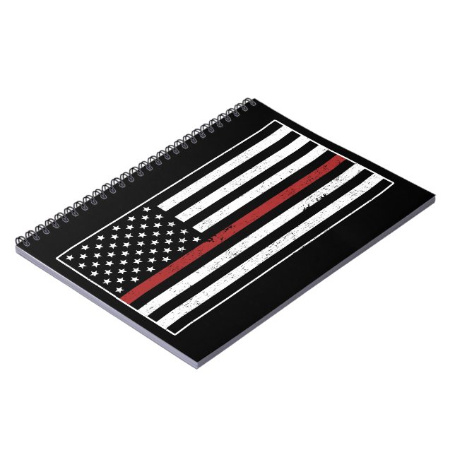 Thin Red Line USA Flag Firefighter Fire Department Notebook (Left Side)