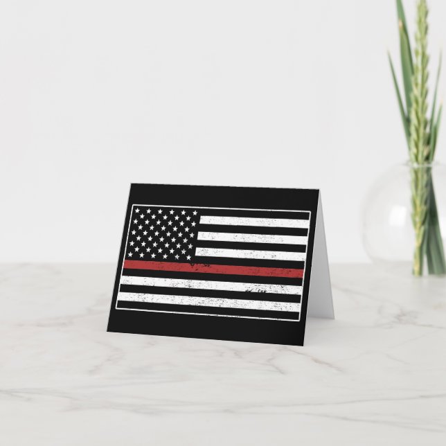 Thin Red Line USA Flag Firefighter Fire Department Thank You Card (Front)