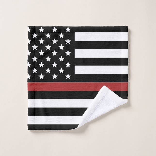 Thin Red Line USA Flag Firefighter Fire Department Wash Cloth (Wash Cloth)