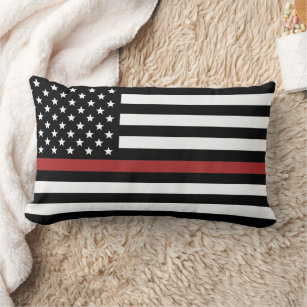 Thin Red Line USA Flag Firefighter Fireman Lumbar Cushion