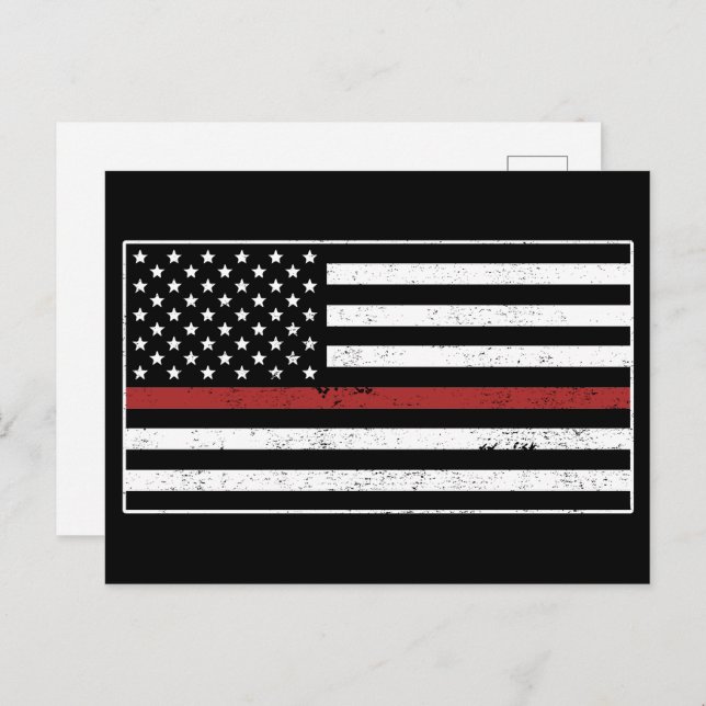 Thin Red Line USA Flag Firefighter Fireman Postcard (Front/Back)