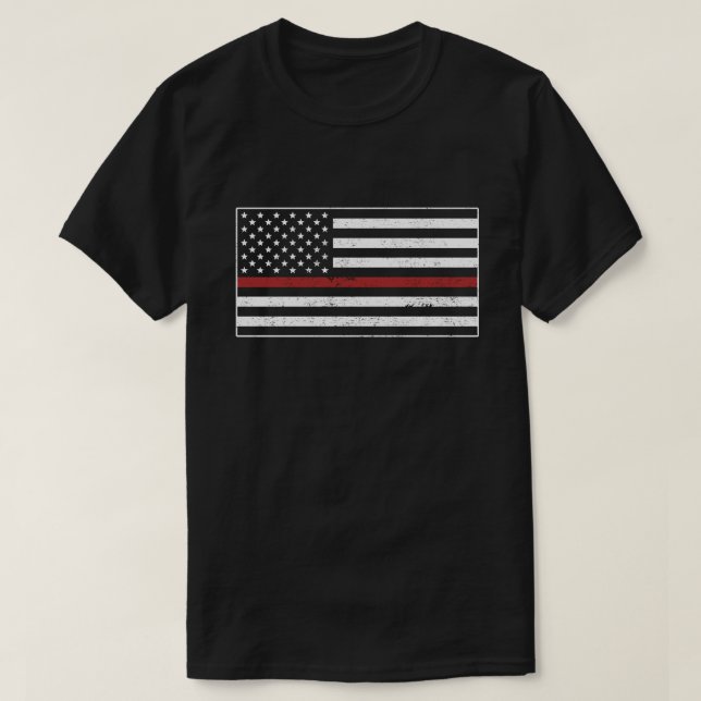 Thin Red Line USA Flag Firefighter Proud Mum Wife T-Shirt (Design Front)
