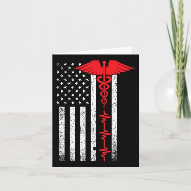 Thin Red Line Usa Flag Nurse  Card (Front)