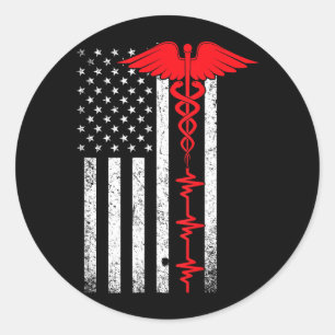 Thin Red Line USA Flag Nurse Classic Round Sticker