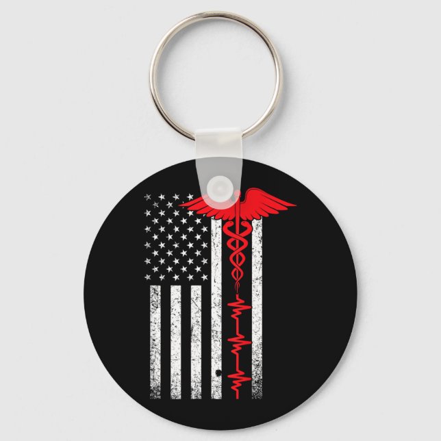 Thin Red Line USA Flag Nurse Key Ring (Front)