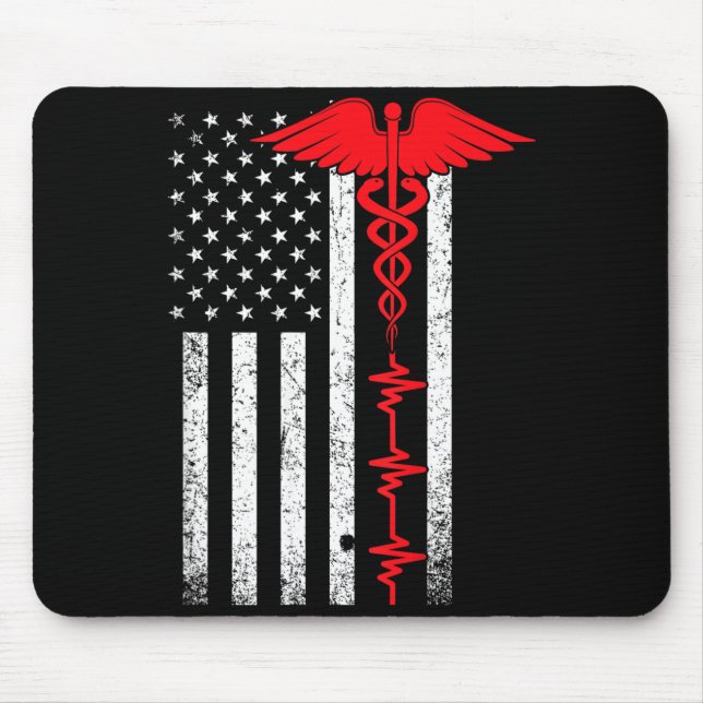 Thin Red Line USA Flag Nurse Mouse Pad (Front)