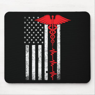 Thin Red Line Usa Flag Nurse Mouse Pad