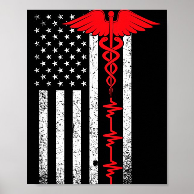 Thin Red Line USA Flag Nurse Poster (Front)