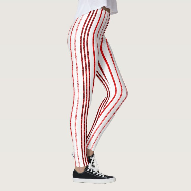 Thin Red Speckled Lines Leggings (Right)