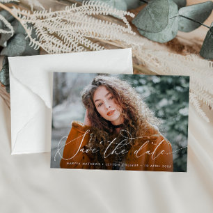 thin script graduation save the date postcard