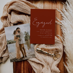 thin script modern engagement invitation