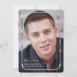 Thin Silver Frame Photo Invitation