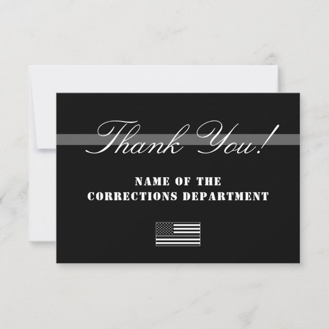 Thin Silver Line Corrections Officer Thank You Card (Front)