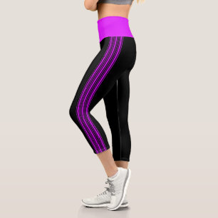 Thin Stripe Black and Purple Yoga Pants Legging