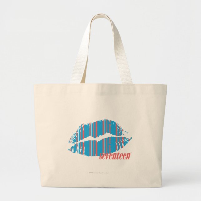 Thin Stripes Aqua Large Tote Bag (Front)