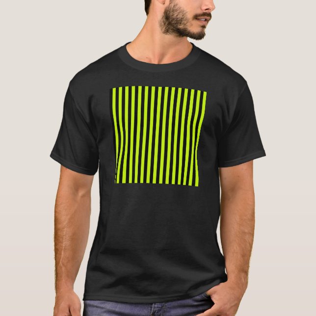 Thin Stripes - Black and Fluorescent Yellow T-Shirt (Front)