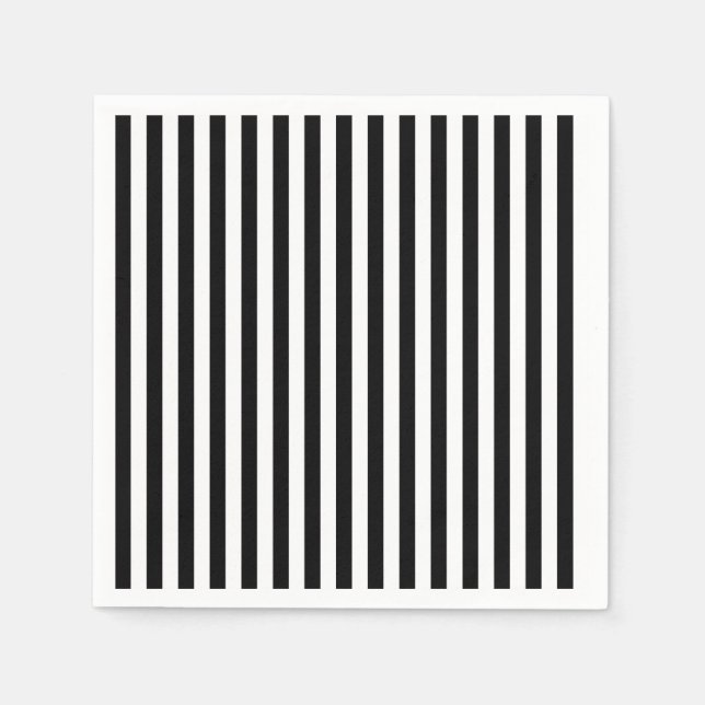 Thin Stripes - Black and White Napkin (Front)