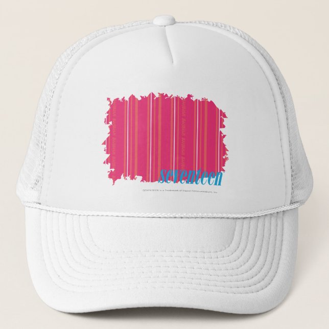 Thin Stripes Magenta 2 Trucker Hat (Front)