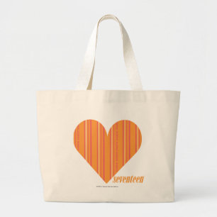 Thin Stripes Orange 3 Large Tote Bag