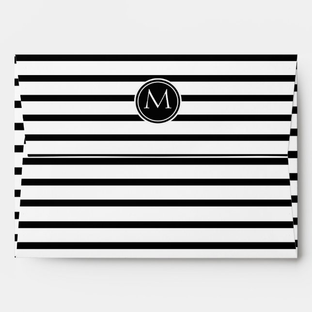 Thin Stripes Pattern and Monogram Envelope (Back (Top Flap))