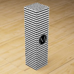 Thin Stripes Pattern Elegant Monogram Wine Gift Box<br><div class="desc">Modern elegant design. Stripes pattern. Black and white. Custom monogram. Design by José Ricardo</div>