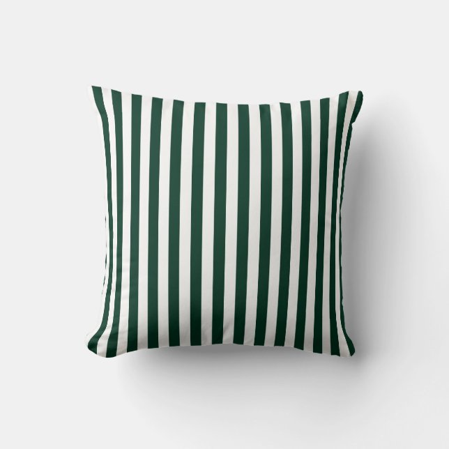 Thin Stripes - White and Dark Green Cushion (Front)