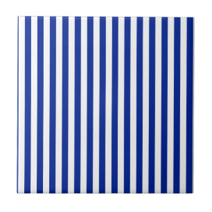 Thin Stripes - White and Imperial Blue Ceramic Tile