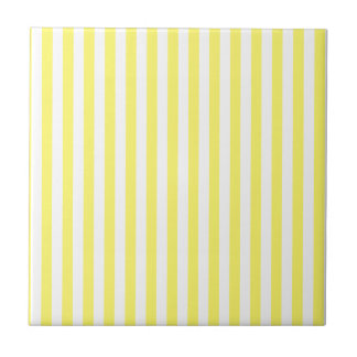 Thin Stripes - White and Lemon Ceramic Tile