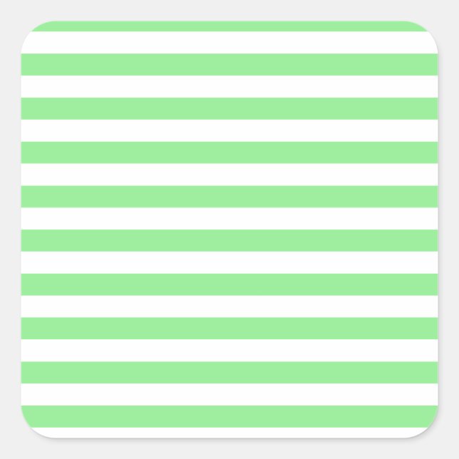 Thin Stripes - White and Light Green Square Sticker (Front)