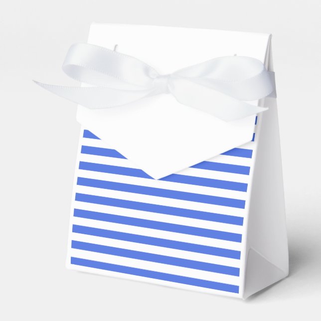 Thin Stripes - White and Royal Blue Favour Box (Front Side)