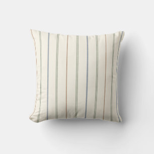 Thin Vertical Stripe Pattern Boho Neutral Earthy Cushion